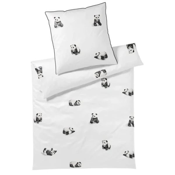 Elegante Panda Bear Bettwäsche – 155×220 / 80×80 Cm – Weiss 1