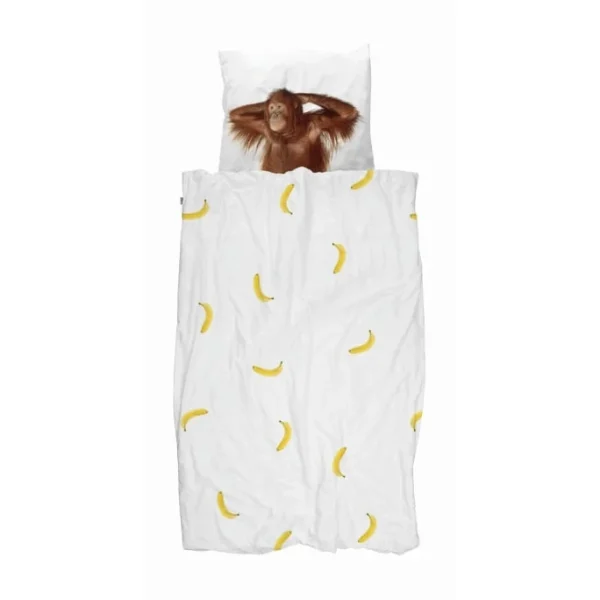 SNURK Banana Monkey Bettwäsche-Set – 155×220 / 80×80 Cm – Affe Mit Bananen 1