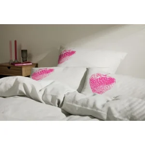 Elegante Erdbeere Bettwäsche-Set Aus Halbleinen – 135×200 / 40×80 Cm – Kreide-pink 10