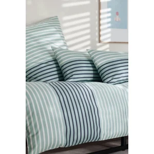 Elegante Seastripe Bettwäsche Aus Mako-Satin – 135×200 / 40×80 Cm – Aquagrün 9