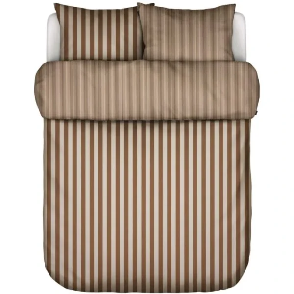 Marc O’Polo Classic Stripe Bettwäsche-Set – 135×200 / 80×80 Cm – Toffee Brown 1