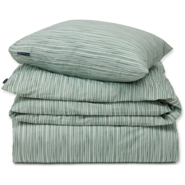 Lexington Striped Popeline Bettwäsche-Set – 155×220 / 80×80 Cm – Green/white 1