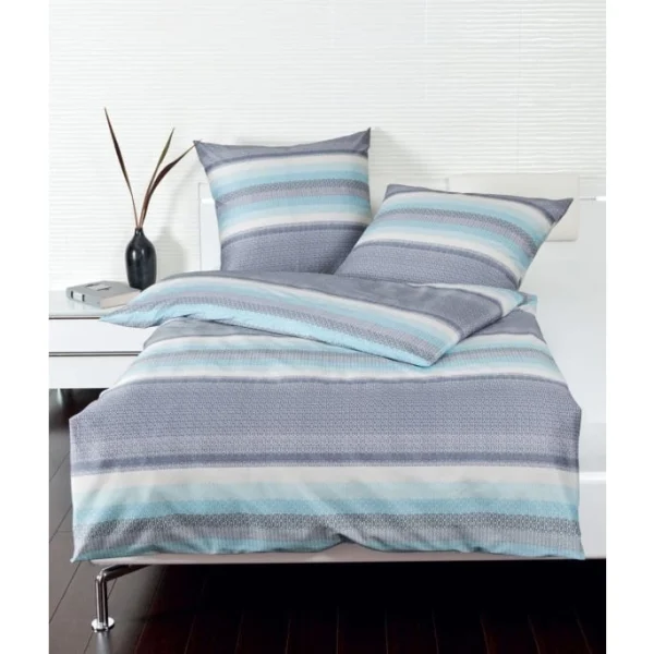 Janine Davos 65057 Bettwäsche-Set In Biber-Qualität – 155×220 / 80×80 Cm – Aqua 3