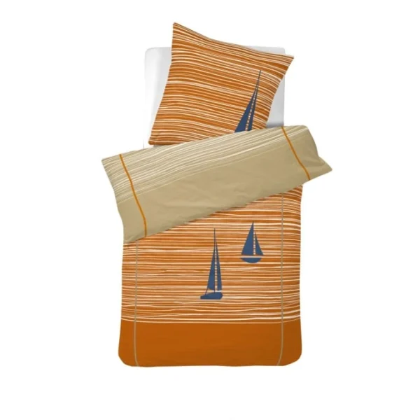 Cinderella Boats Wendebettwäsche-Set – 135×200 / 80×80 Cm – Burned Orange 1