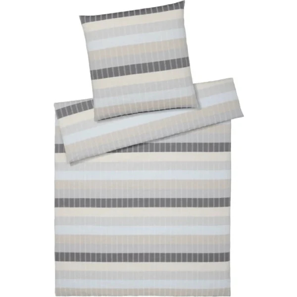 Elegante Gotland Bettwäsche-Set Aus Web-Seersucker – 135×200 / 40×80 Cm – Grau-sand 1