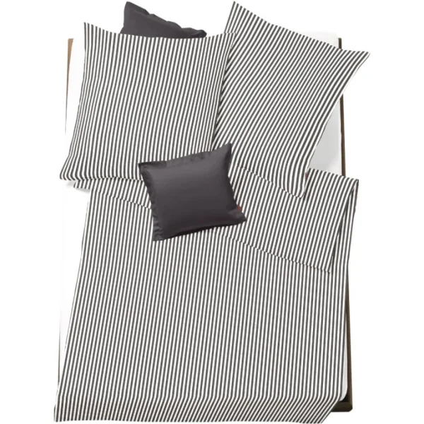 Fleuresse Rio Bettwäsche-Set Aus Seersucker – 155×200 / 80×80 Cm – Anthrazit 1