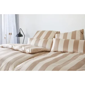 Elegante Natural Stripe Bettwäsche-Set Aus Mako-Satin – 135×200 / 40×80 Cm – Natur-caramel 6