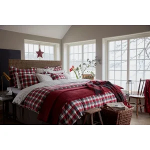 LEXINGTON Checked Cotton Flanell Bettwäsche-Set – 135×200 / 80×80 Cm – Red/dark Gray 12