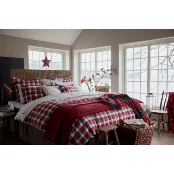 LEXINGTON Checked Cotton Flanell Bettwäsche-Set – 135×200 / 80×80 Cm – Red/dark Gray 5